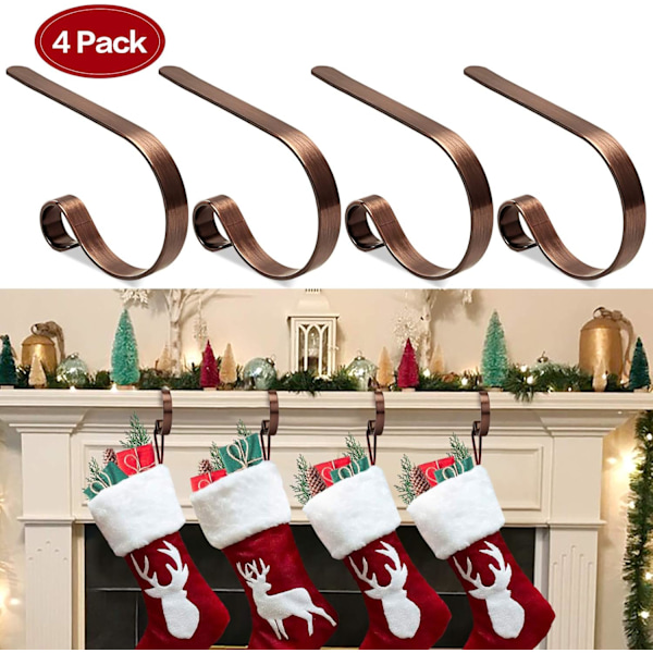 Julstrumporhållare för Mantel Set 4, Skyddande Kuddar Julstrumporhållare för Spismantel, Fleranvändningsbara Strumpkrokar för Mantel A