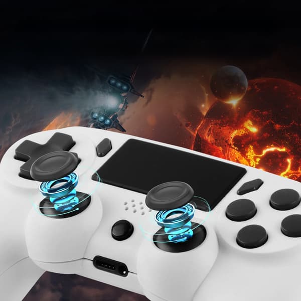 Sort trådløs spilcontroller, kompatibel med PS4, PS3 og PC, 6-akset gyro, berøringsplade, dobbelt vibration