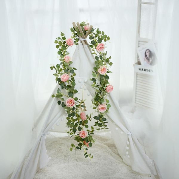 Kunstig Rose Pengeblad Ranke, Pink, 2 stk pink