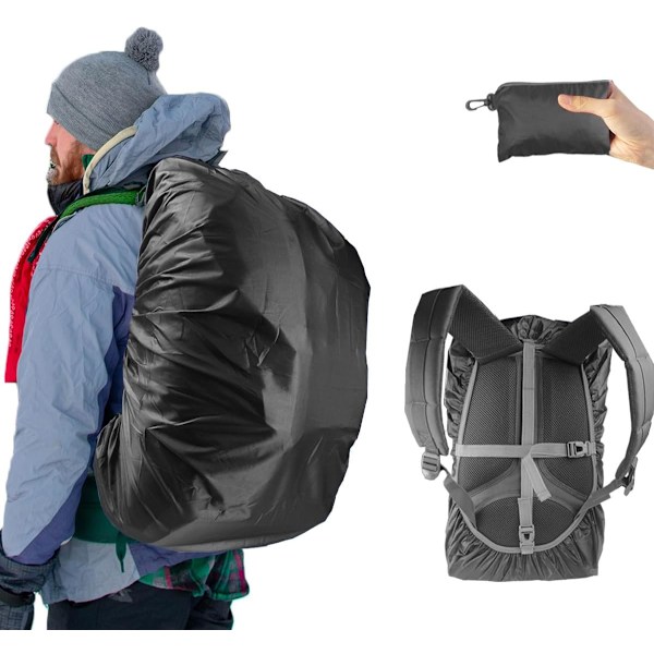 Vandafvisende Rygsæksregnbetræk, 8009mm Vandafvisende Niveau, Opgraderet Ultra-Stærk Multilagsstruktur, Sort XXL (Til 65L-90L Rygsæk) Black XXL