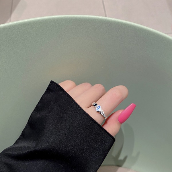 Blå ring, enkel, silver, 1 styck
