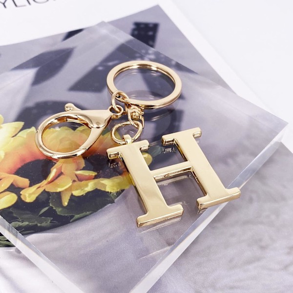 Nøglering med Guld Bogstav A-Z til Kvinder Taske Charms Pung Charms Til Håndtasker Metal Alphabet Initial Letter Nøglering H