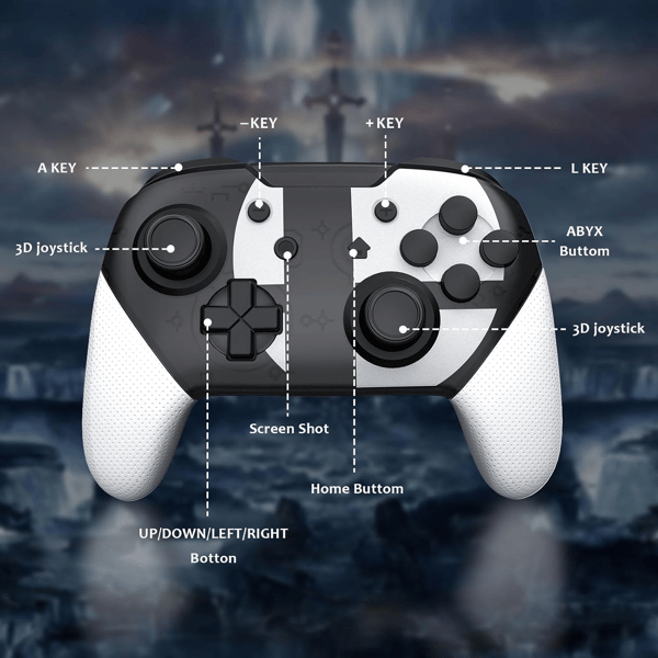 Sort Trådløs Pro Spilcontroller, Kompatibel med Switch-konsol, Bluetooth Gamepad med NFC-understøttelse