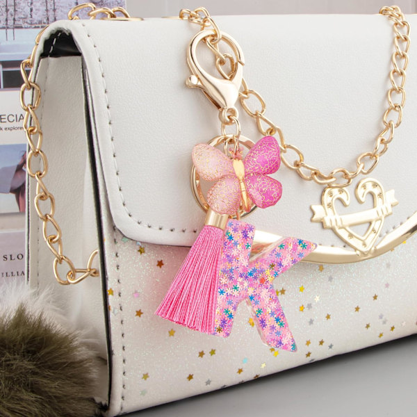 Sööt roosad võtmehoidjad naistele ja tüdrukutele, algustähega võtmehoidjad tutiga, ripatsid võtmetele, rahakotile, käekottidele ja seljakottidele Colorful Pink Butterfly-k