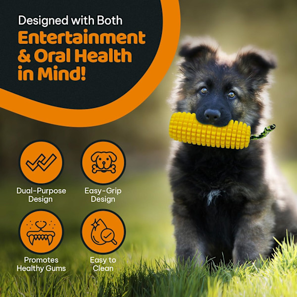 Tough Dog Chew Toys - Piippu- ja ei-piippu-vaihtoehdot, maissi-muotoinen interaktiivinen lelu aggressiivisille pureskelijoille, kestävä kumipurentaleikki koiralle