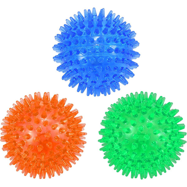 Pack 3.5” Squeaky Dog Toy Balls, Floating Dog Pool Balls, Spiky Dog Balls, Durable Interactive Fetch Toys for Puppy, Dog Chew Toys for Teething (3.5"