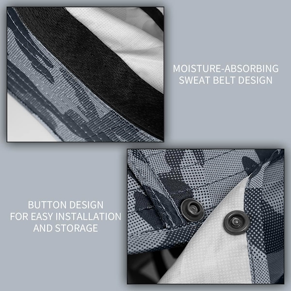 Solskyddshättor för utomhus, fiskehatt med nackklaff, stor brätte, utomhushatt, ljusgrå camo Light Grey Camo