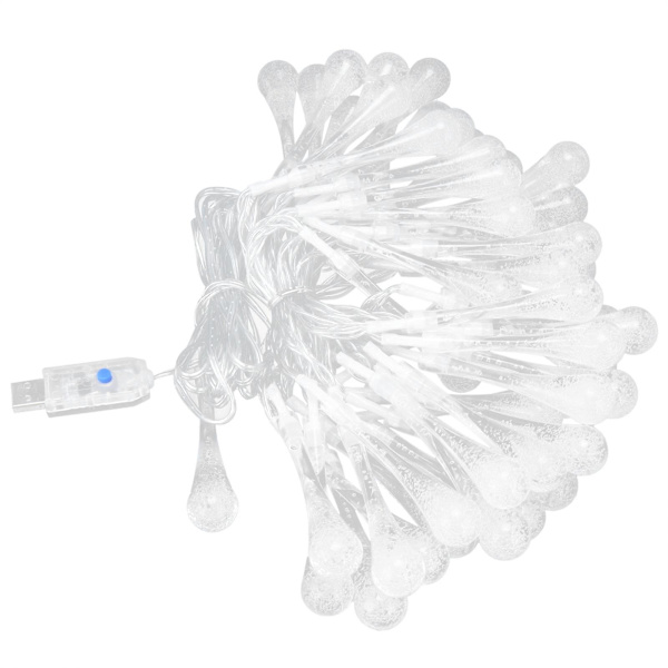 50 LED ulkoseinäpihapiirin valosarja - 16 väriä vesipisara lamppu USB-kaukosäätimellä (IP45)