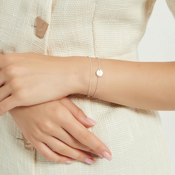 Guld Initial Armbånd til Kvinder, Multi-lags Perle Initial Armbånd, Personligt 26 Bogstavsdisk Alphabet Charm Armbånd C