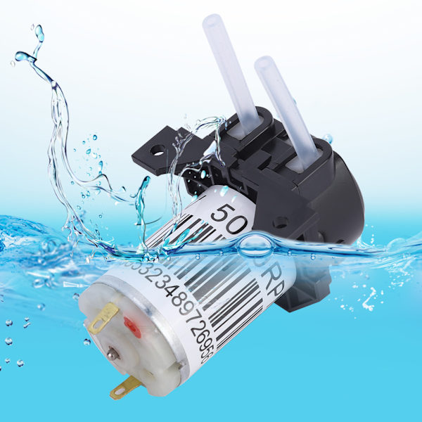 Højre vinkel selvpumpende minipumpe peristaltisk pumpe med silikoneslange til eksperiment (24V) sort