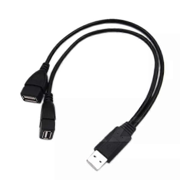 USB 2.0 Hub med op til 2 dobbelte USB-porte, USB 2.0 Splitter Adapterkabel til PC, telefon, bærbar computer - 18146