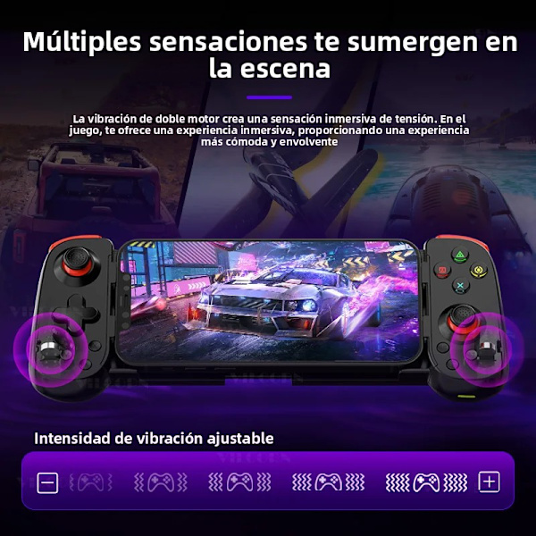 Sort D6DP Trådløs Gamepad med Udvidelse og Turbo Vibration til Android/iOS/Switch/PC Bluetooth-kompatibel Spilcontroller