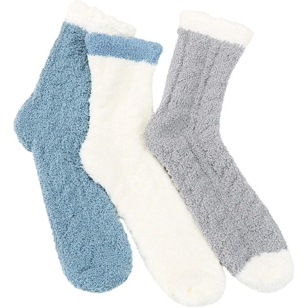 Fuzzy Varme Sovesokker til Kvinder Super Bløde Mikrofiber Cozy Sovesokker 6 eller 5 Par A4
