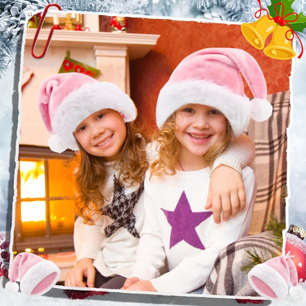 Vicenpal 20-pack Santahatt, Julhatt Bulk Plysch Unisex Julhattar för Vuxna Kvinnor & Män Festkostym (Rosa) Pink
