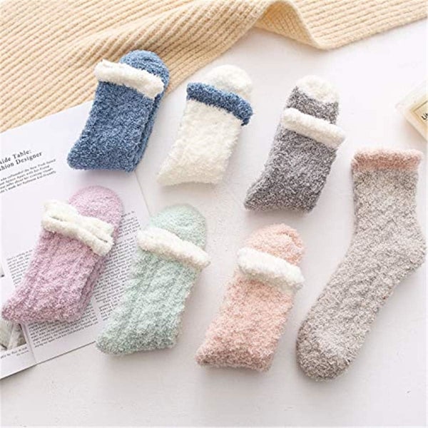 Mysiga Varma Toffelstrumpor Kvinnor Super Mjuka Mikrofiber Bekväma Sovstrumpor 6 eller 5 Par A1