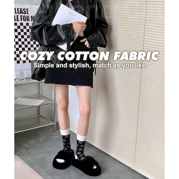 3-5 Par Dame Vintage Cozy Crew Sokker Bløde Søde Neutralt Bomuldssokker Eksklusive Mønstre Sokker Gave A5