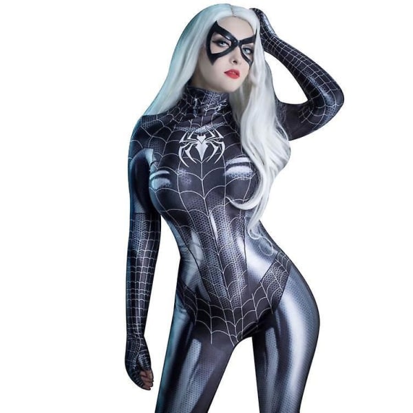 Spiderman Cosplay kostyme for kvinner Halloween påske black M