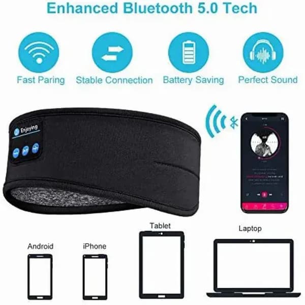 Bluetooth Musikk Søvnøyemaske Hodebånd, Bluetooth Sportshodebånd, Hodebånd med Samtalefunksjon, Casual Yoga Hodebånd, 2026 Modell