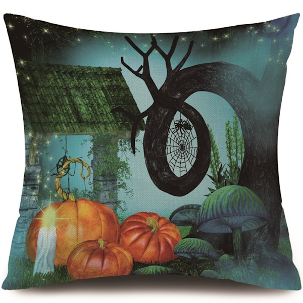 Syksyn Halloween-kurpitsatyynynpäälliset 18x18 tuumaa, 4 kpl setti, Halloween-tyynynpäällinen pellavasta, kurpitsa, noita