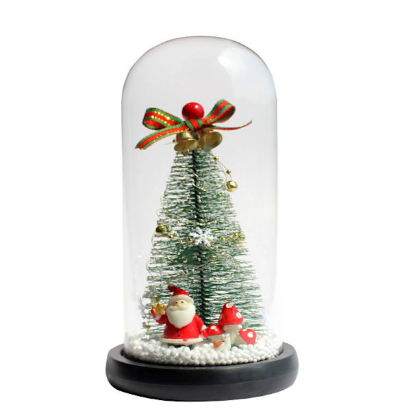 Juletrær i glasskuppel, med LED-lys, for julepynt size 8