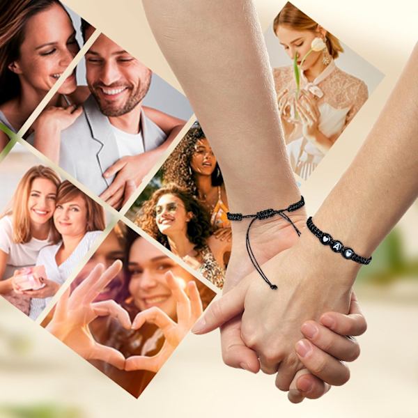 Matchande par initial bokstav armband sträng elastisk herr armband charm bästa vän vänskap kärlek armband för pojkvän flickvän par presenter A