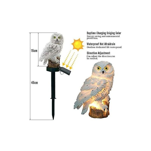 Solar Owl Light Outdoor Garden - Vedenpitävä Led Owl Lawn Light - Creative Night White