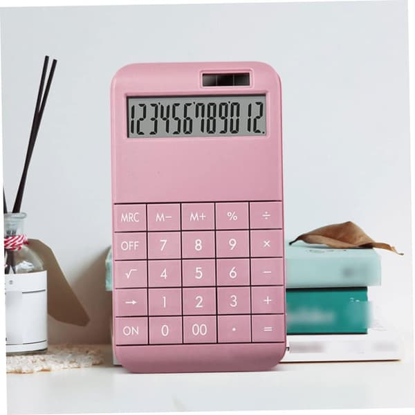 Kalkulator Skrivebordskalkulator med 12-bits LCD-skjerm Egnet for hjemmekontorbruk Rosa