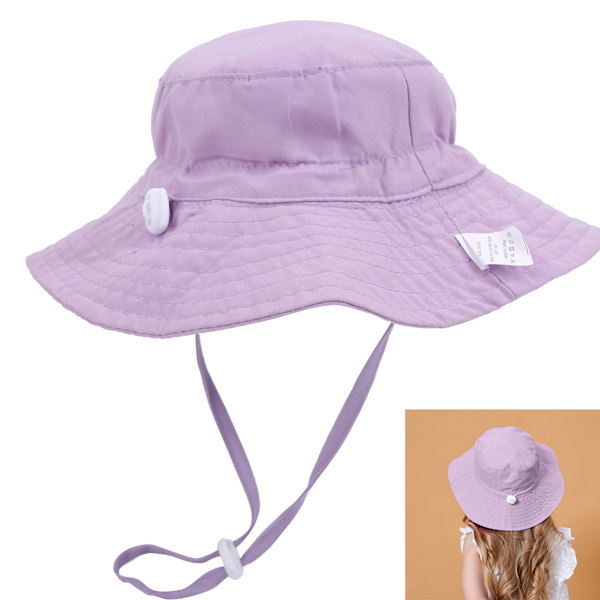Børns solhat, vindafvisende, trykt strandhat, justerbar solhat, lilla M (50-54) purple M (50-54)