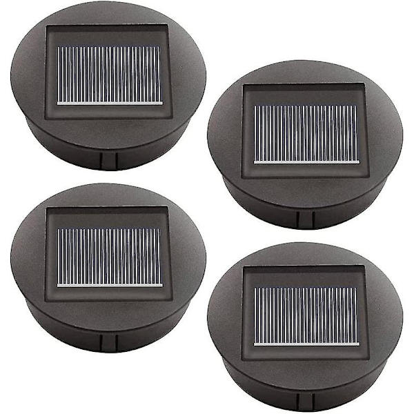 4 kpl aurinkokennovalaisimien varaosia LED-lampuilla, aurinkokennovalaisimien yläosan vaihto, LED-aurinkopaneeli lyhtykansi ulkokäyttöön