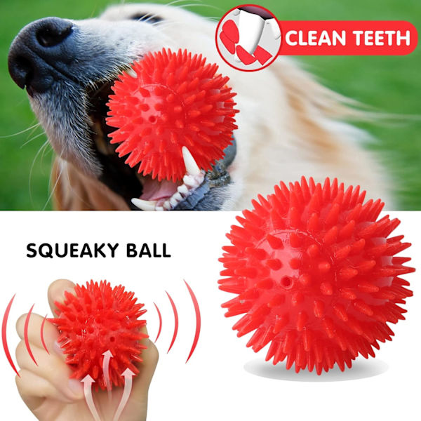 DKING 3-pak Squeaky Hundefballer, 2 i 1 Morsomme Valpeballleker, Bursdags Hundefilek for Små og Mellomstore Hunder (Monster Ball) 3