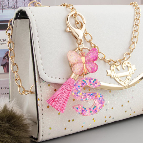 Sööt roosad võtmehoidjad naistele ja tüdrukutele, algustähega võtmehoidjad tutiga, ripatsid võtmetele, rahakotile, käekottidele ja seljakottidele Colorful Pink Butterfly-s