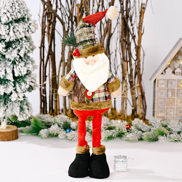 Charmig Jul Retro Snöflinga Rutiga Tyg Sträckbara Tomte Dockor (40 - 50)cm*12cm*8cm, Perfekt för Hotell & Köpcentrum Dekoration