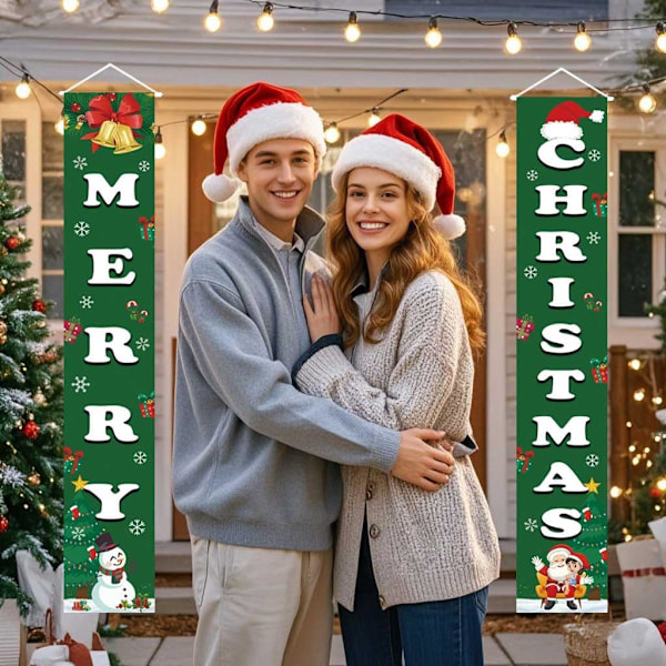 Juldekorationer God Jul Banner Utomhus Inomhus, Hängande God Jul Dekorationer för Hemmet, Inomhus Utomhus Juldekoration Vägg Framdörr