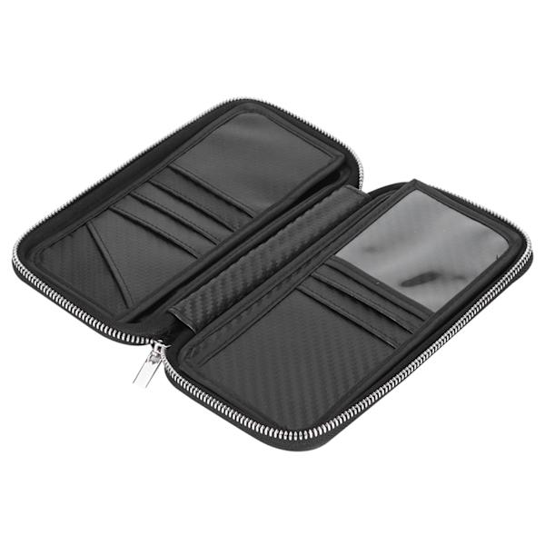 Kulfiber Business Wallet Bærbar Lynlås Wallet Kortholder Taske 21x11x3.5cm Sort Black