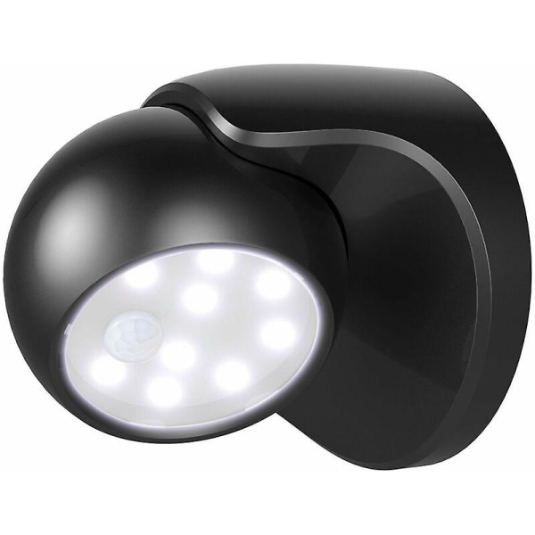 Bevægelsessensor udendørs væglampe 360 ​​grader roterende kreativ boligsensorlampe sort enkeltpakke