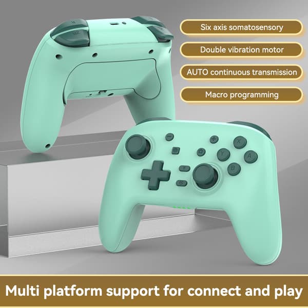 Grøn trådløs Bluetooth gamepad, kompatibel med Nintendo Switch