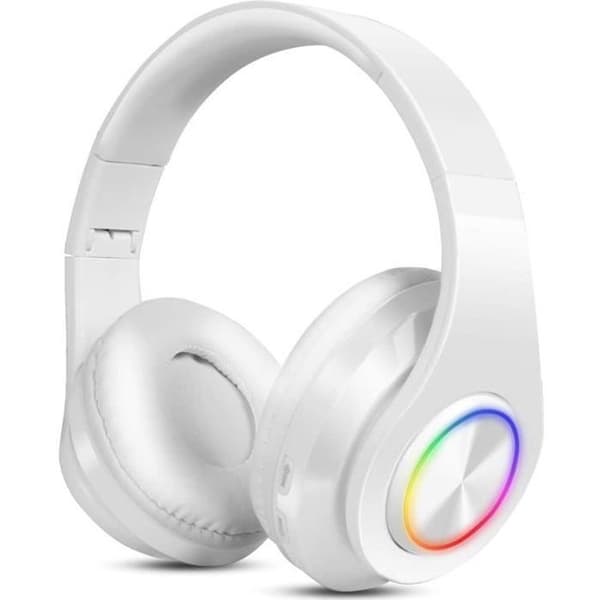 Trådløse Bluetooth-hovedtelefoner Foldbart Stereo Headset med Mikrofon FM-tilstand 20 timers batteri Hvid