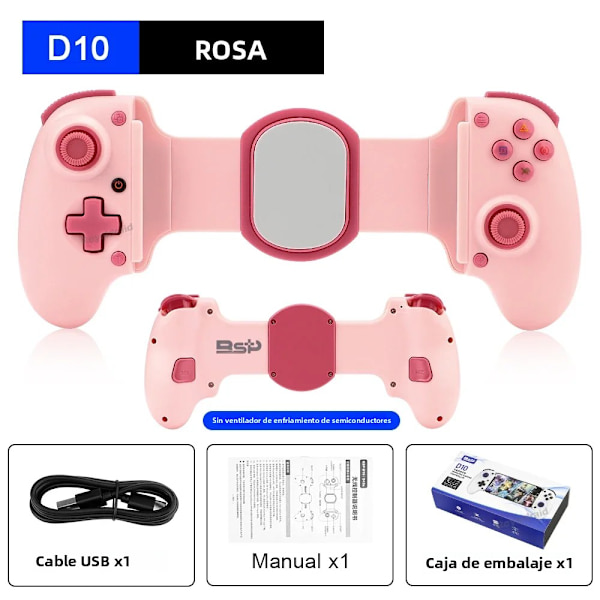 D10S Rosa Trådlös Spelkontroll Kompatibel med Switch, Android, iOS och Tablet, Multiplattforms Streaming Gamepad