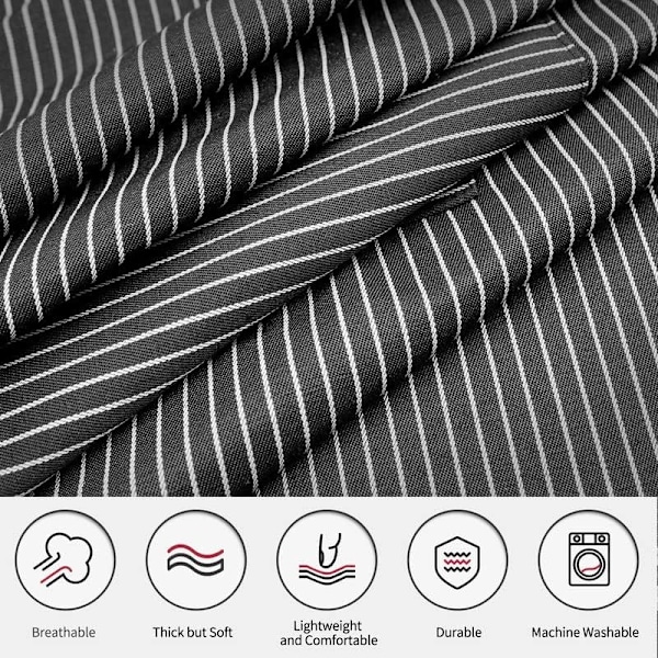 2 Pak Køkken Kogeforklæder, Justerbar Bib Blød Kokkeforklæde med 2 Lommer til Mænd Kvinder       Sort Pinstripes/Pink Pinstripes B