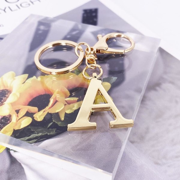 Nøglering med Guld Bogstav A-Z til Kvinder Taske Charms Pung Charms Til Håndtasker Metal Alphabet Initial Letter Nøglering A