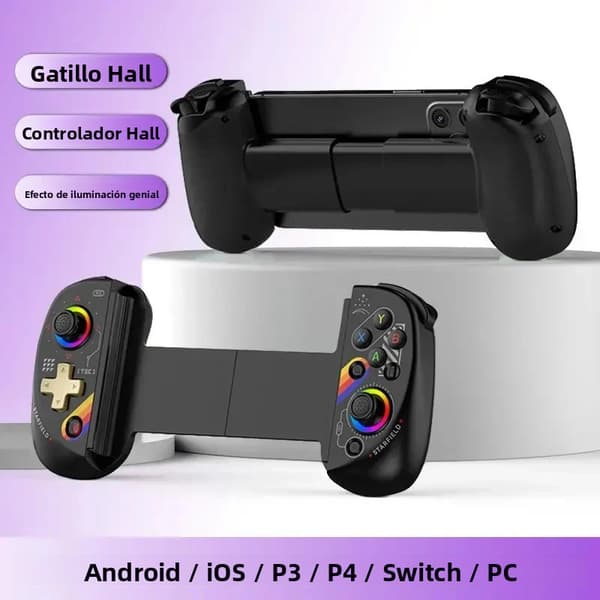 D6 Sort Bluetooth 5.2 Teleskopisk Gamepad, Kompatibel med Android, iOS, PS3, PS4, Switch, iPad