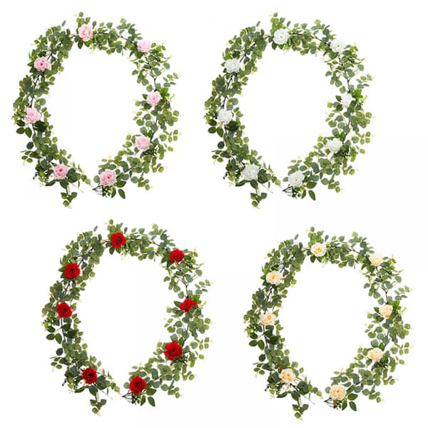 Kunstig Rose Pengeblad Ranke, Rød, 2 stk red