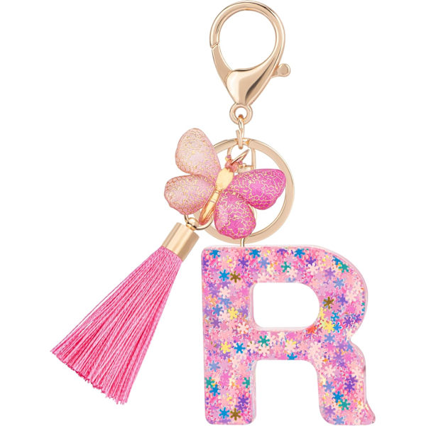 Sööt roosad võtmehoidjad naistele ja tüdrukutele, algustähega võtmehoidjad tutiga, ripatsid võtmetele, rahakotile, käekottidele ja seljakottidele Colorful Pink Butterfly-r
