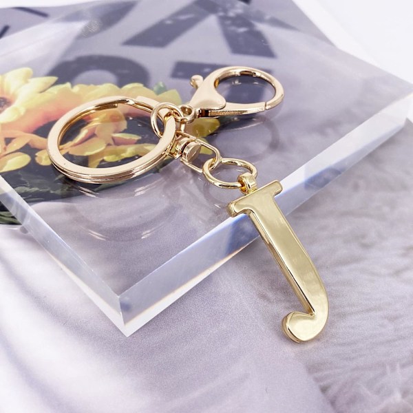 Nøglering med Guld Bogstav A-Z til Kvinder Taske Charms Pung Charms Til Håndtasker Metal Alphabet Initial Letter Nøglering J