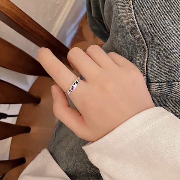 Färgad ring, silver, 1 styck