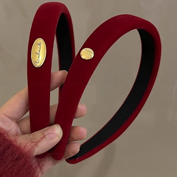 Elegant Jul-tema Röd Hårband för Kvinnor: Sammet Hårtillbehör för Höst - vinter, Utstrålar Sofistikering, Perfekt för Nyårslook! 2
