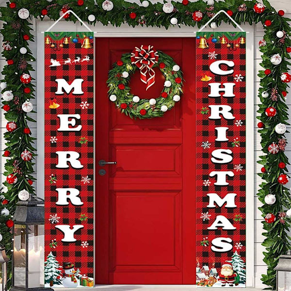 Juldekorationer God Jul Banner Utomhus Inomhus, Hängande God Jul Dekorationer för Hemmet, Inomhus Utomhus Juldekoration Vägg Framdörr