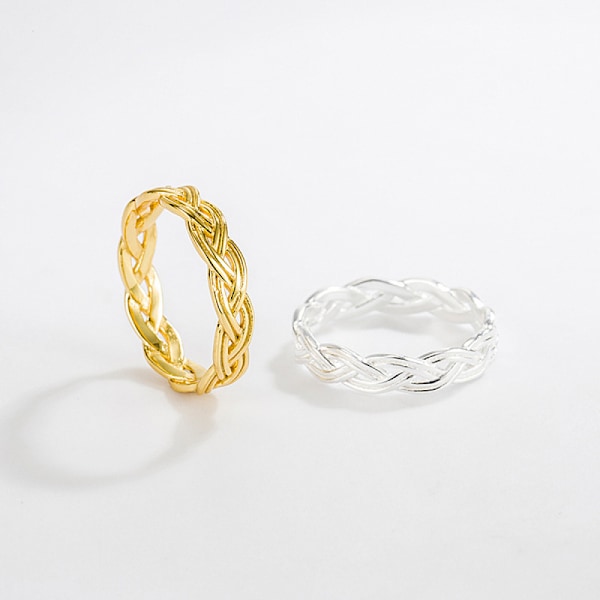 Enkel Flätad Ring, Silver, 1 st