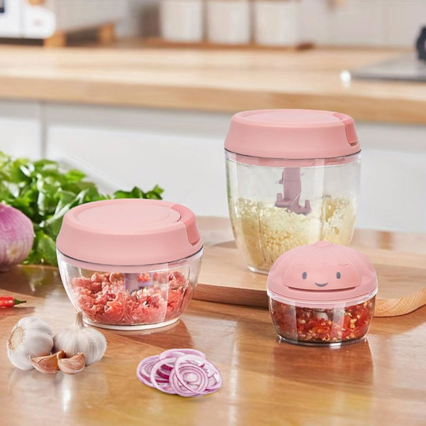 Vitlökshackare Mini Manuell Mathackare för Kök Lökhackare Vitlökshackare Rosa 500ml Pink 500ML
