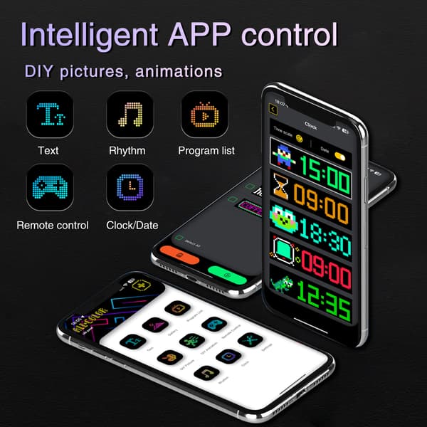 Fleksibel RGB LED Matrix Display 16x96 Pixels Bluetooth Programmerbar Rullende Tekstpanel til DIY Kostume 120mm*595mm